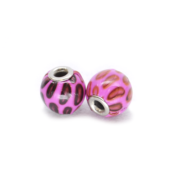 Blemished beads synthetic leather (2 pieces) 14 mm - Fuxia
